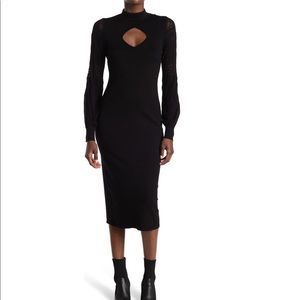 • BLUE ORCHID BALLOON SLEEVE PEEKABOO DRESS •